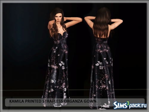 Платье Kamila Printed Strapless Organza от Serpentrogue