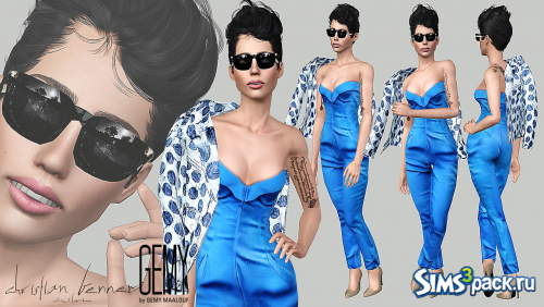 Костюм Blue Jumpsuit and Polka-Dot Leather Jacket от Artsims