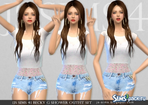 Топ и шорты Becky G Shower Outfit Set от JS Sims 4