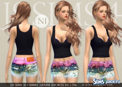 Шорты Ombre Denim Shorts N1 - N6 от JS SIMS 4