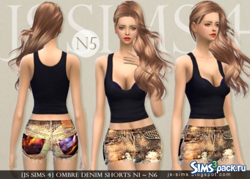 Шорты Ombre Denim Shorts N1 - N6 от JS SIMS 4