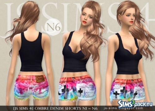 Шорты Ombre Denim Shorts N1 - N6 от JS SIMS 4