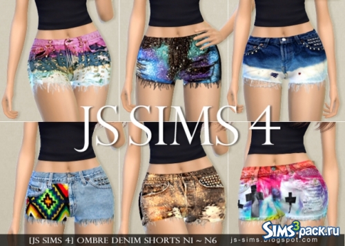 Шорты Ombre Denim Shorts N1 - N6 от JS SIMS 4