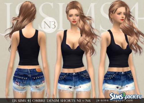 Шорты Ombre Denim Shorts N1 - N6 от JS SIMS 4