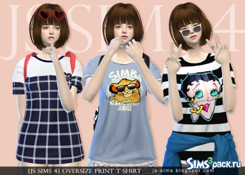 Футболки &quot;Oversize print-t&quot; от JS SIMS 4