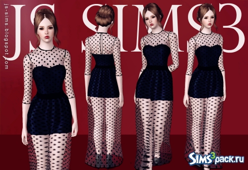 Платье Polka Dot Mesh Maxi Dress от JS SIMS 3