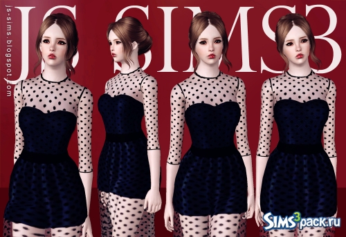 Платье Polka Dot Mesh Maxi Dress от JS SIMS 3