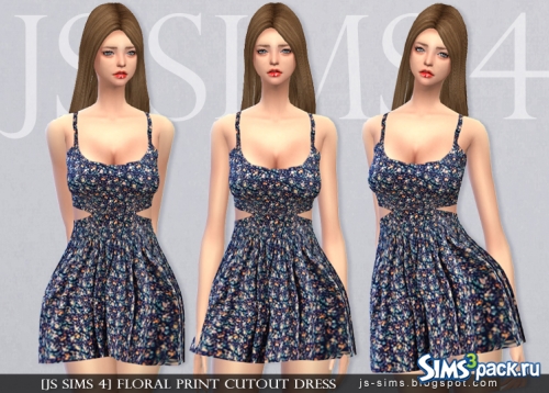 Цветочное платье &quot;Floral Print Cutout Dress&quot; от JS Sims 4