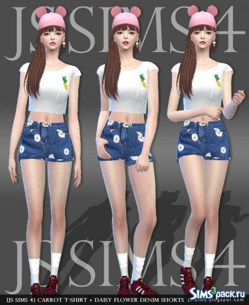 Джинсовые шорты Daisy Flower от [JS SIMS 4]