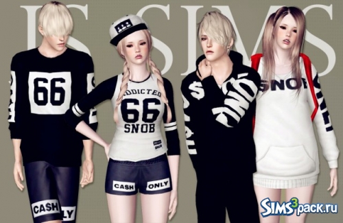 Сет мужской и женской одежды SNOB Clothing Set от JS sims3