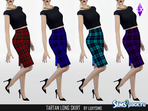 Юбка-карандаш Tartan_long от LuxySims3