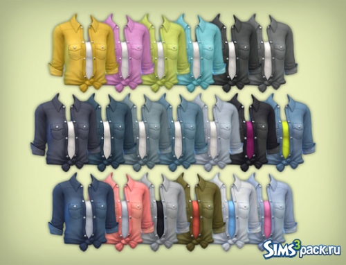 Рубашка Tied Denim Shirt Recolors от Simsrocuted