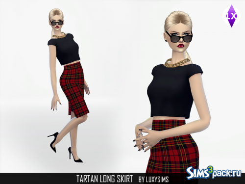 Юбка-карандаш Tartan_long от LuxySims3