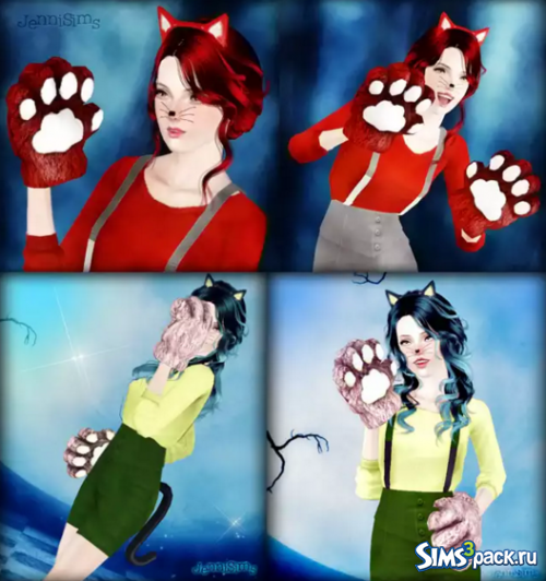 Аксессуар кошачьи ушки и лапы Accesory Kitty Gloves & Ears от JenniSims