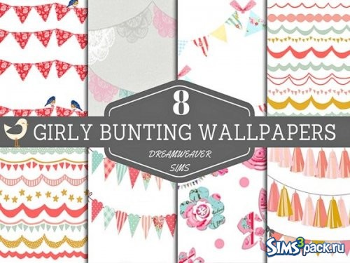 Обои Girly Bunting от DreamWeaver Sims