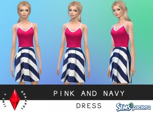 Платье Pink and Navy от SIms4Krampus