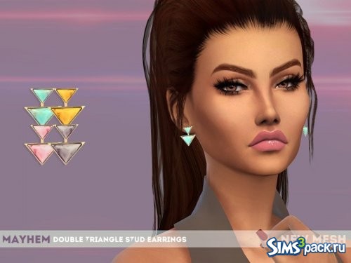 Серьги Double Triangle Stud от mayhem-sims