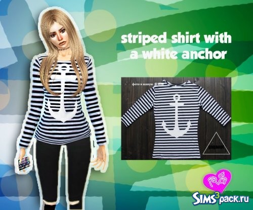 Striped shirt with a white anchor/Полосатая кофта с якорем от Rena2002