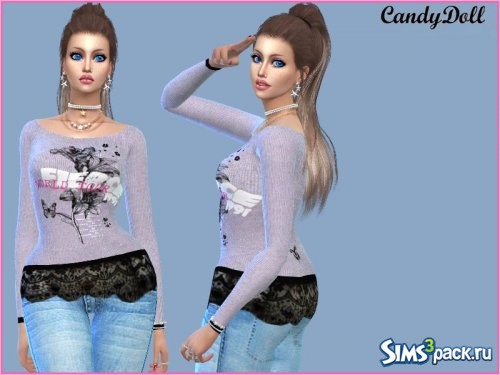 Свитер Fierce Print Lace Hem от CandyDolluk