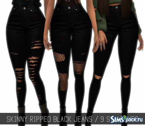 Джинсы SKINNY RIPPED BLACK 