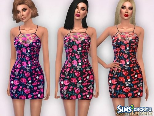 Платье Floral Embroidered Strappy Bodycon от Harmonia