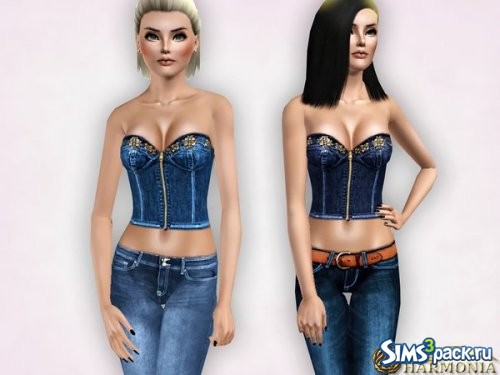 Топ Embellished Denim Bustier 