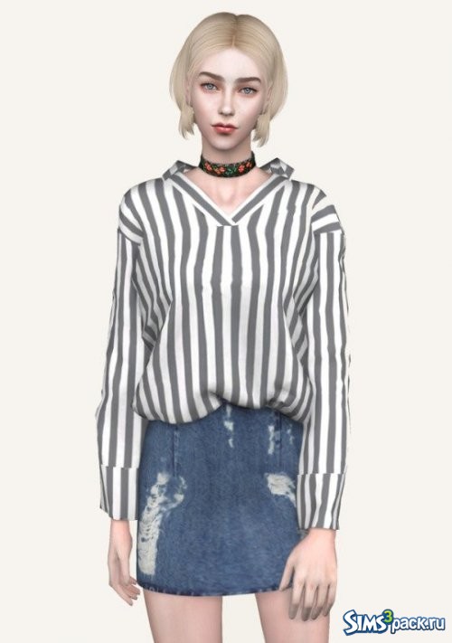 Блуза Collar Loose от spectacledchic-sims4