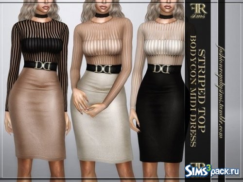 Миди - платье Striped Top Bodycon от FashionRoyaltySims