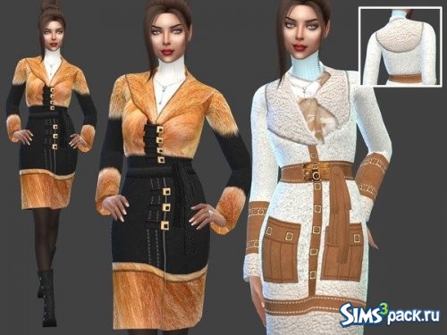 Пальто с рыжим мехом Sheepskin от Sims House