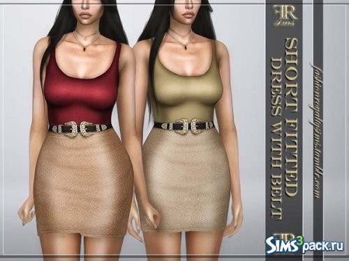 Короткое платье с поясом от FashionRoyaltySims