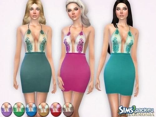 Платье Halterneck Glitter Applique Satin Bodycon от Harmonia