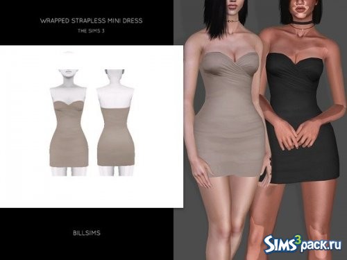 Мини - платье Wrapped Strapless от Bill Sims