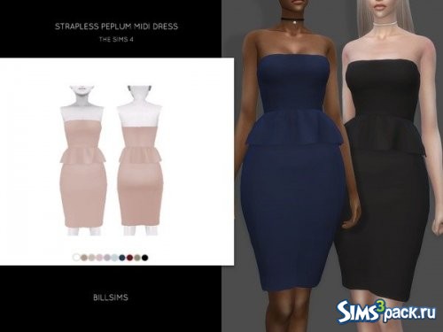 Платье Strapless Peplum от Bill Sims