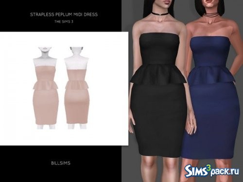 Миди - платье Strapless Peplum от Bill Sims