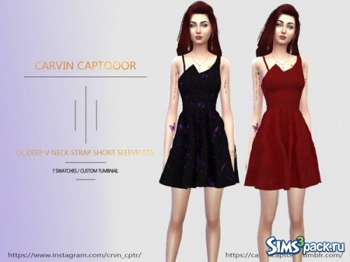 Платье Deep V neck strap short sleeveless от carvin captoor