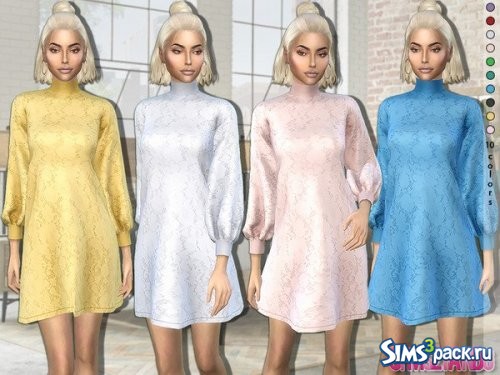 Платье Floral Lace Puffed Sleeve от sims2fanbg