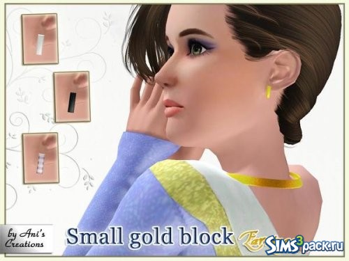 Серьги Small gold block от AniFlowersCreations