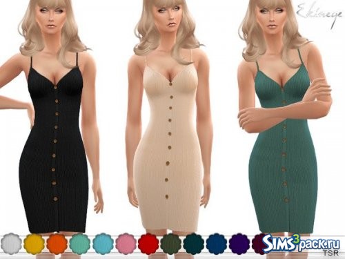 Платье Ribbed Button Front Bodycon от ekinege