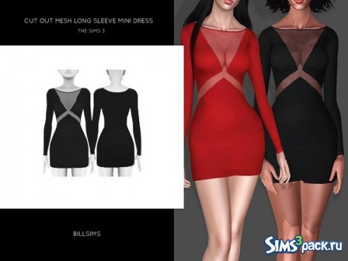 Платье Cut Out Mesh Long Sleeve от Bill Sims