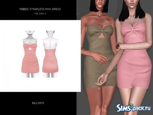 Мини - платье Ribbed Strapless от Bill Sims