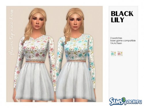 Мини - платье Flower Top от Black Lily