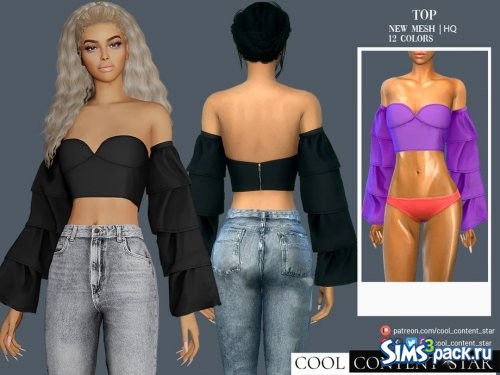 Кроп - топ Wide sleeve от sims2fanbg