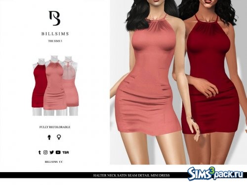 Платье Halter Neck Satin Seam Detail от Bill Sims