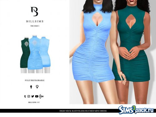 Платье High Neck Sleeveless Ruched от Bill Sims