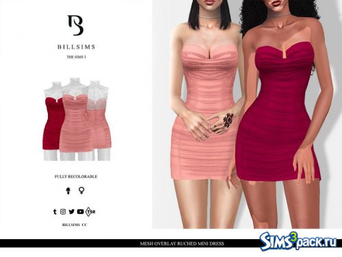 Платье Mesh Overlay Ruched от Bill Sims