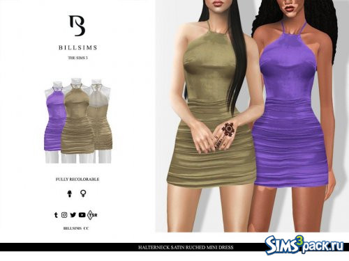 Мини - платье Halterneck Satin Ruched от Bill Sims