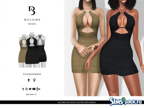 Мини - платье Ruched Keyhole Halter от Bill Sims