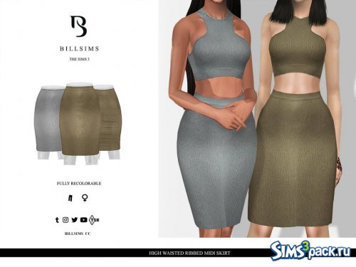 Миди - юбка High Waisted Ribbed от Bill Sims