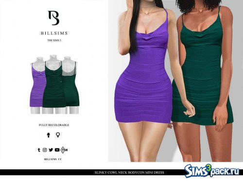 Мини - платье Slinky Cowl Neck Bodycon от Bill Sims