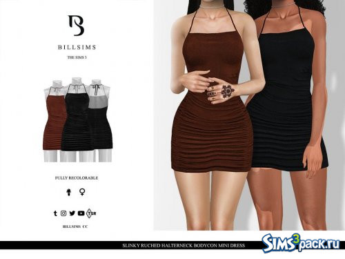 Мини - платье Slinky Ruched Halterneck Bodycon от Bill Sims